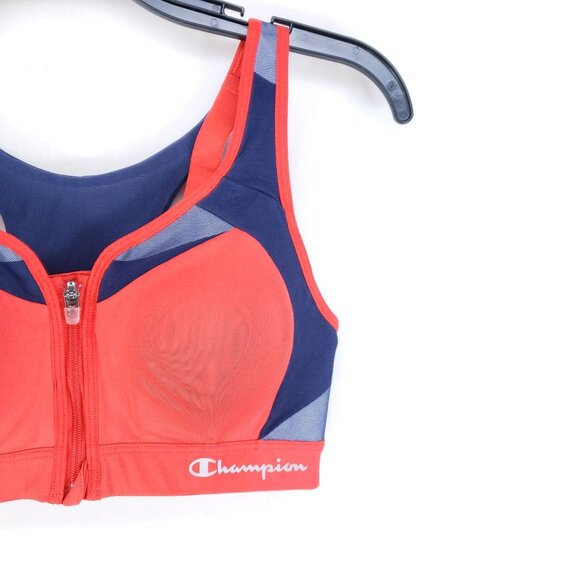Champion Sports Bra Size 34B Red Blue Racerback Full Support High/Medium Impact - Picture 2 of 7